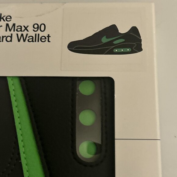 Nike Icon Air Max 90s Shoe Style Card I.D. Wallet Black/Lime Sports Athletic New - Picture 4 of 7